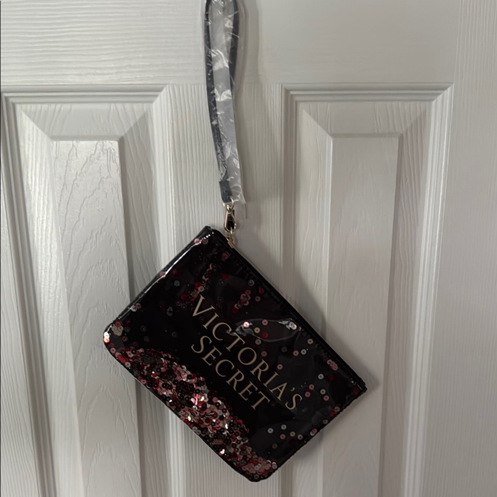 Victoria's Secret Black and Pink Sequin Wristlet